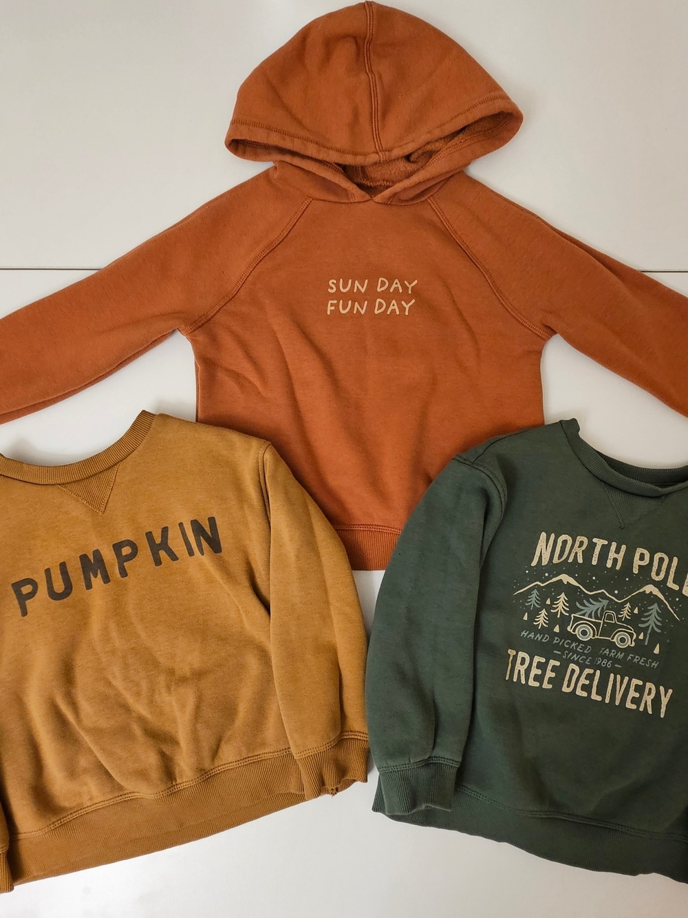 Little Co 3 Piece Lot Girls 4T Sweater Sun Day Fun Day Kids Hoodie - Rust Orange